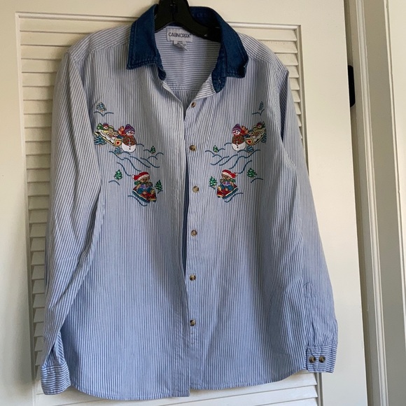 CabinCreek Women’s Holiday Button Down Shirt - L - Picture 1 of 7